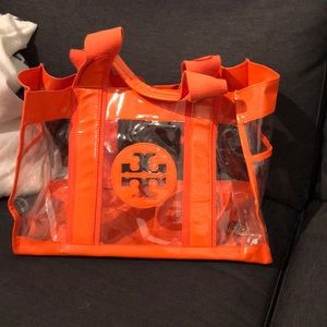 Tory Burch clear orange tote